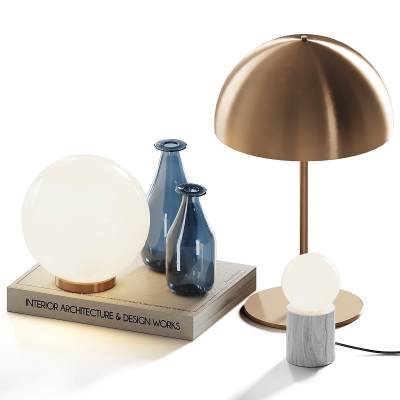 现代摆件组合 书籍 台灯